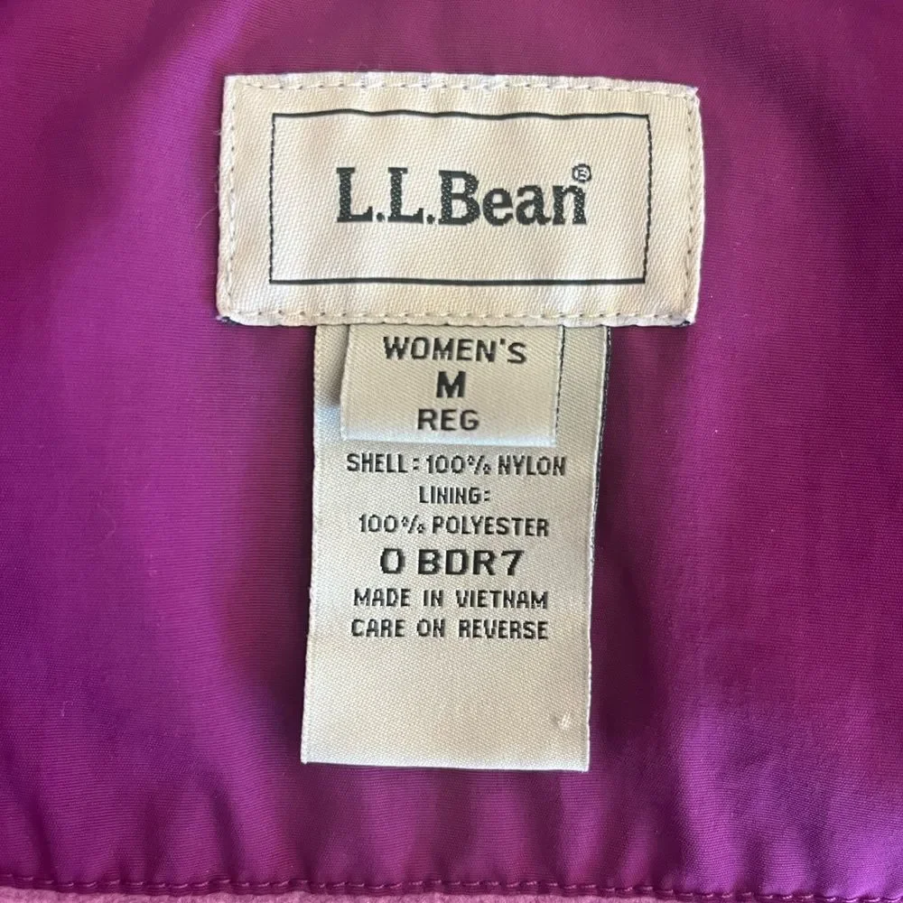 L.L. Bean | Women's Full Zip Purple Vest Pink Fleece Lined‎ Zip Pockets Medium